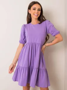 Fialové stredne dlhé dámske šaty s polovičným rukávom - XL