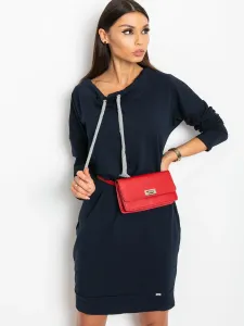 Tmavo-modré bavlnené mikinové šaty s vreckami - L/XL