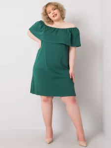 Tmavo-zelené bavlnené PLUS SIZE šaty so španielskym výstrihom - 4XL