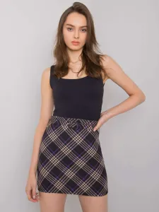 Čierno-fialová krátka károvaná mini sukňa - L