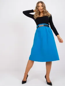 Dámska modrá trapézová midi sukňa s vreckami - UNI