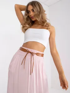 Dámska svetlo-ružová dlhá sukňa s opaskom - L