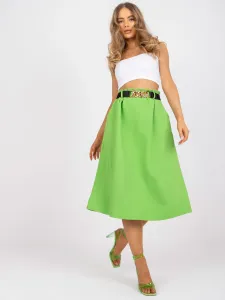 Dámska zelená trapézová midi sukňa s vreckami - UNI