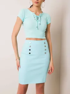 Dámska ceruzková tyrkysová sukňa so zadným zipsom - 36