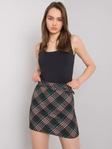 Čierno-zelená krátka károvaná mini sukňa - XL