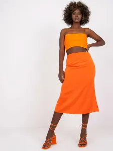 Dámska oranžová midi sukňa áčkového strihu RUE PARIS - S
