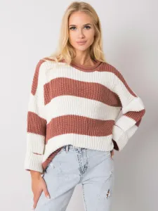 Tmavo-ružový pletený pruhovaný sveter Bree - UNI