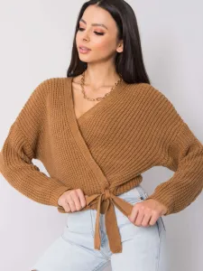 Hnedý pletený sveter s viazaním Alisa SUBLEVEL - L/XL