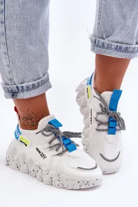 Biele netradičné módne sneakersy s nápismi - 36