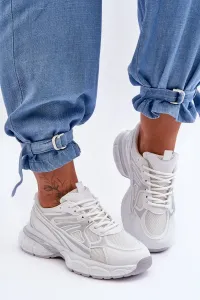 Bielo-sivé štýlové sneakersy na platforme - 37