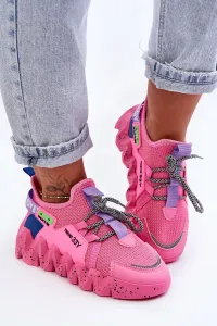 Ružové netradičné módne sneakersy s nápismi - 36