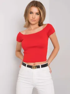 Červené tričko s krátkym rukávom a lodičkovým výstrihom - UNI