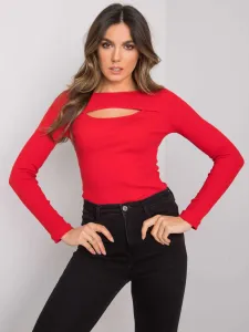 Červené rebrované dámske tričko s dlhými rukávmi - M