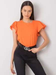 Oranžové jednofarebné tričko s krátkym rukávom a volánmi - UNI