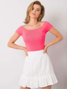 Ružové tričko s krátkym rukávom a lodičkovým výstrihom - UNI