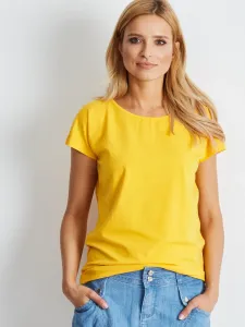 Žlté bavlnené tričko s krátkymi rukávmi - L