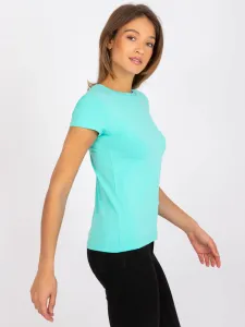 Tyrkysové bavlnené jednofarebné tričko s krátkym rukávom - S