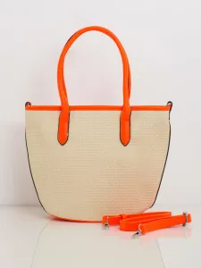 Dámska pletená prútená taška s oranžovými rúčkami - UNI