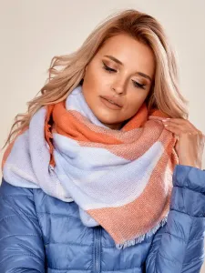 Dámsky oranžovo-modrý károvaný pletený šál - UNI