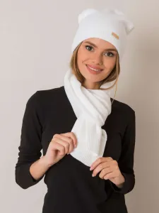 Dámska biela zimná čiapka so šálom - UNI