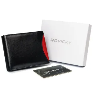 Pánska peňaženka z prírodnej lícovej kože s odnímateľným držiakom na karty - Rovicky