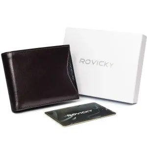 Pánska peňaženka z prírodnej lícovej kože s odnímateľným držiakom na karty - Rovicky #9272569