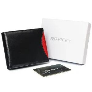 Tenká pánska peňaženka z prírodnej lícovej kože s priehradkou na zips - Rovicky #9272712