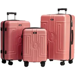 ROWEX Extra odolný cestovný kufor s TSA zámkom Casolver, rosegold, set kufrov (3 ks)