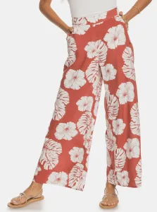 Červené kvetované široké nohavice Roxy #1043099