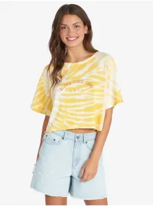 White-Yellow Women Patterned Cropped T-Shirt Roxy Aloha - Women #687326