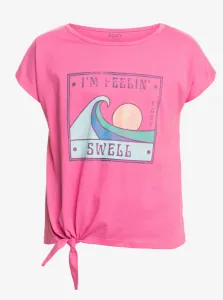 Ružové dievčenské tričko s uzlom Roxy Pura Playa #653993
