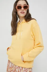 Mikina Roxy dámska, žltá farba, s kapucňou, s potlačou #7790890