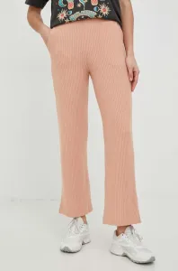 Nohavice Roxy dámske, ružová farba, rovné, vysoký pás