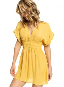 Šaty Roxy žltá farba, mini, áčkový strih
