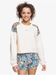 White Women Patterned Cropped Sweatshirt Roxy Marine Bloom - Women