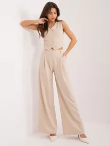Dvojdielny béžový komplet elegantné nohavice a vesta - XL