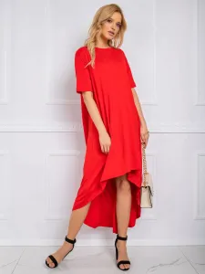 Asymetrické červené šaty voľného strihu - S/M