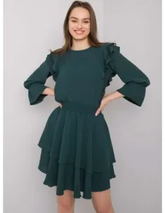 Dámske šaty s volánom Aleah RUE PARIS Dark Green