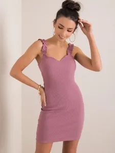 Elegantné krátke ružové šaty s výstrihom na ramienka - S