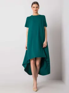 Asymetrické tmavo-zelené šaty voľného strihu - L/XL