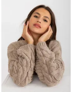 Dámský sveter s vlnenými plédmi RUE PARIS béžový