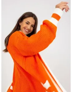 Dámsky sveter s vreckami dlhý RUE PARIS oranžový