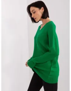 Dámsky sveter voľného strihu RUE PARIS zelená