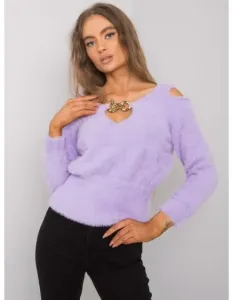 Leandre RUE PARIS dámsky sveter s výrezmi fialový