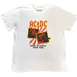 AC/DC tričko Back in Black Tour 1980 Biela 3XL