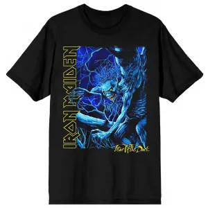 Iron Maiden tričko Fear of the Dark Blue Tone Eddie Vertical Logo Čierna XXL