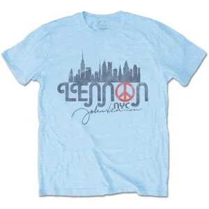 John Lennon tričko NYC Skyline Modrá M