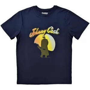Johnny Cash tričko Walking Guitar Modrá L