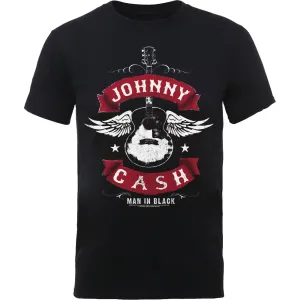 Johnny Cash tričko Winged Guitar Čierna S