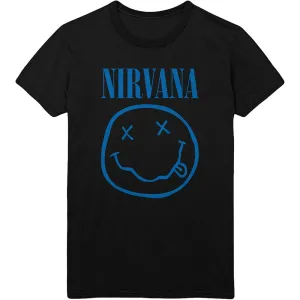 Nirvana Tričko Blue Smiley Unisex Black XL